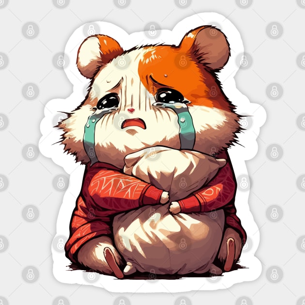 Cute Crying Sad Hamster Sticker by TomFrontierArt